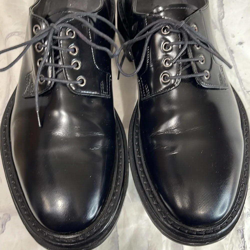 Lanvin Leather Derby Shoes Lace-Up High Gloss Black Gumbie Chunky Ribbed Sole